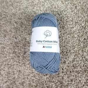 Hobbii Baby Cotton Midi Yarn 100% Organic Egyptian Cotton Color 07 Blue 50g